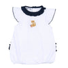 Tiger Football Navy - Orange Embroidered Ruffle Flutters Bubble - Magnolia BabyBubble