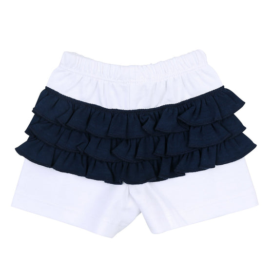 Tiger Football Navy - Orange Embroidered Ruffle Flutters Short Set - Magnolia BabyShort Set