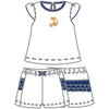 Tiger Football Navy - Orange Embroidered Ruffle Flutters Short Set - Magnolia BabyShort Set