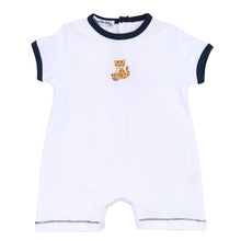 Tiger Football Navy-Orange Embroidered Short Playsuit - Magnolia BabyShort Playsuit