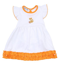  Tiger Football Orange - Purple Embroidered Flutters Dress - Magnolia BabyDress