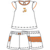 Tiger Football Orange - Purple Embroidered Ruffle Flutters Short Set - Magnolia BabyShort Set