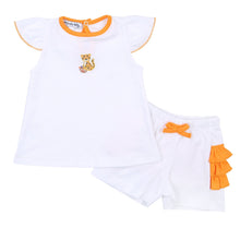  Tiger Football Orange - Purple Embroidered Ruffle Flutters Short Set - Magnolia BabyShort Set