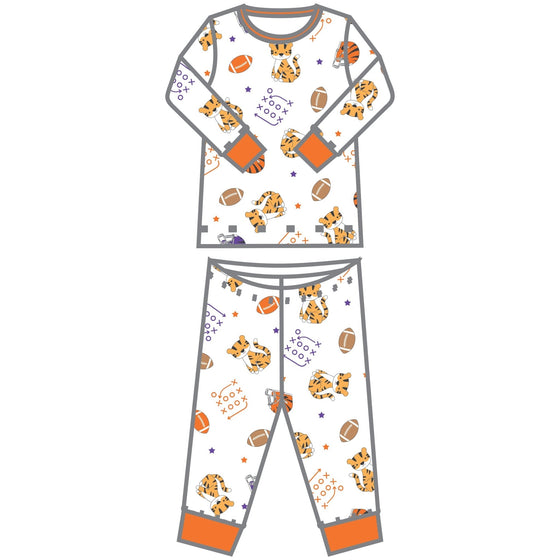 Tiger Football Orange - Purple Long Pajamas - Magnolia BabyLong Pajamas