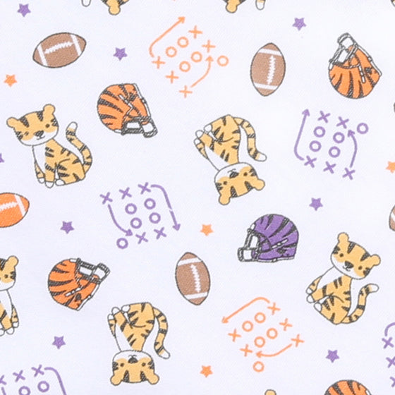 Tiger Football Orange - Purple Long Pajamas - Magnolia BabyLong Pajamas