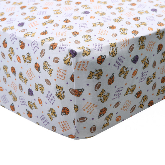 Tiger Football Orange-Purple Printed Crib Sheet - Magnolia BabyCrib Sheets