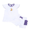 Tiger Football Purple-Gold Embroidered Ruffle Flutters Short Set - Magnolia BabyShort Set