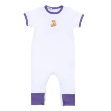  Tiger Football Purple-Gold Embroidered Short Sleeve Playsuit - Magnolia BabyPlaysuit