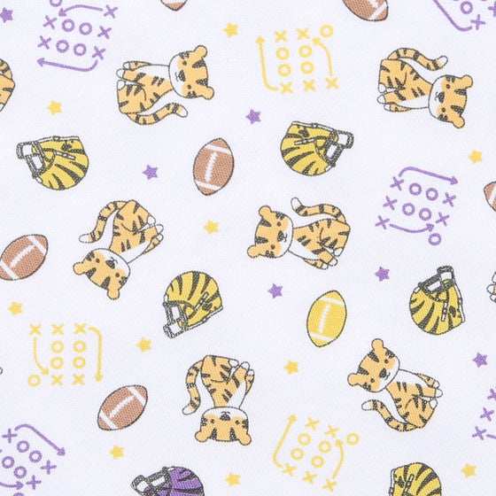 Tiger Football Purple - Gold Long Pajamas - Magnolia BabyLong Pajamas