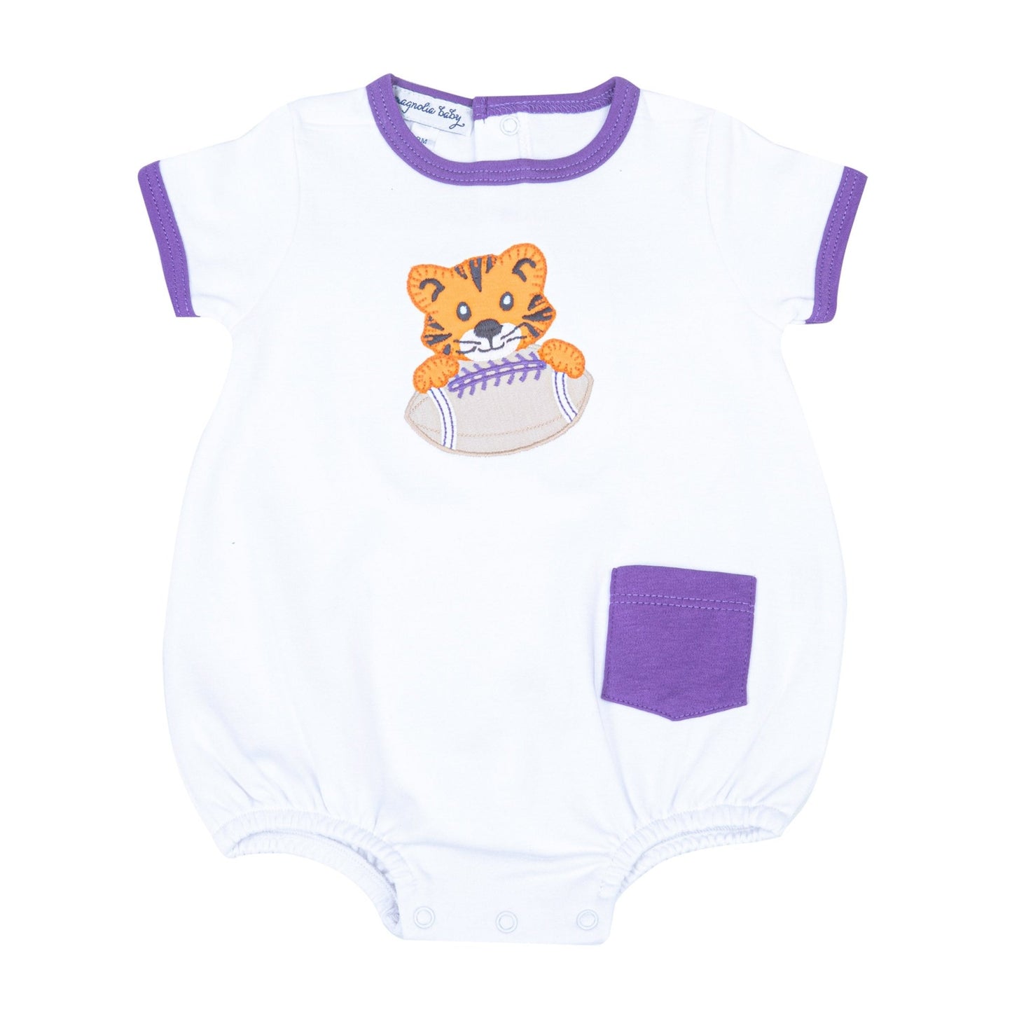 Tiger Pride Applique Boy Bubble - Purple - Magnolia BabyBubble