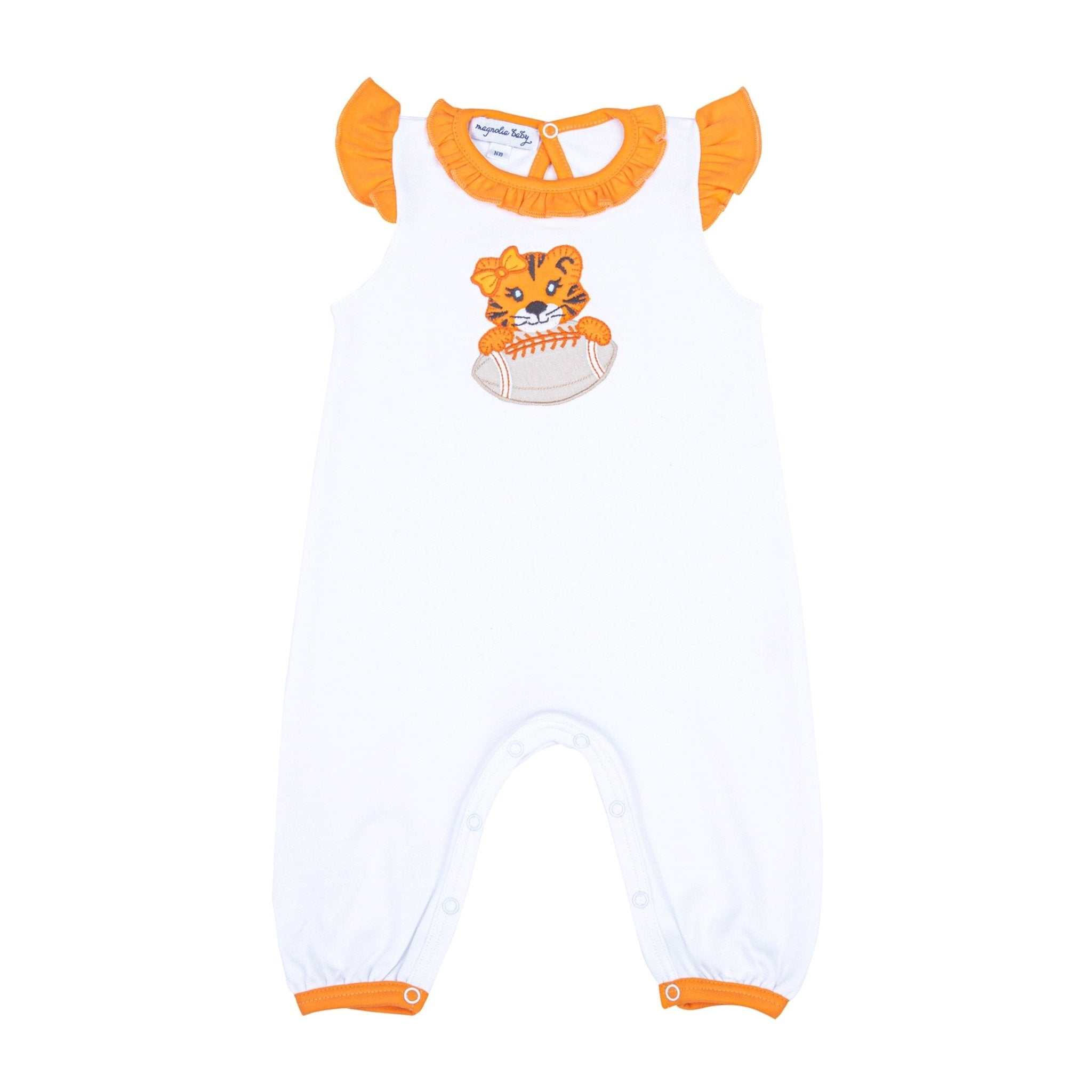 Tiger Pride Applique Flutters Playsuit - Orange - Magnolia BabyPlaysuit