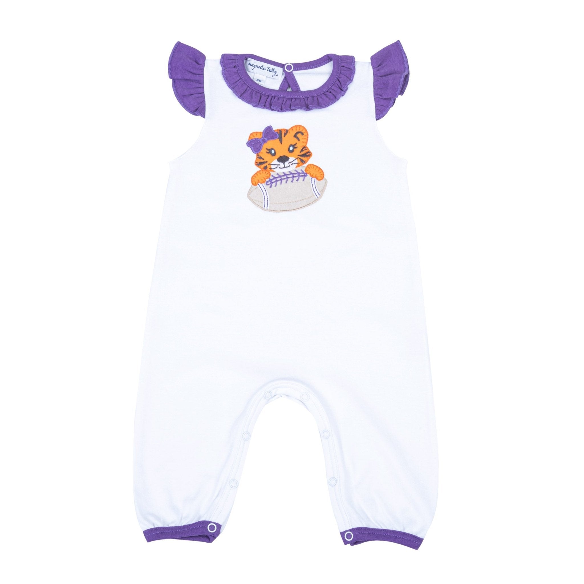 Tiger Pride Applique Flutters Playsuit - Purple - Magnolia BabyPlaysuit