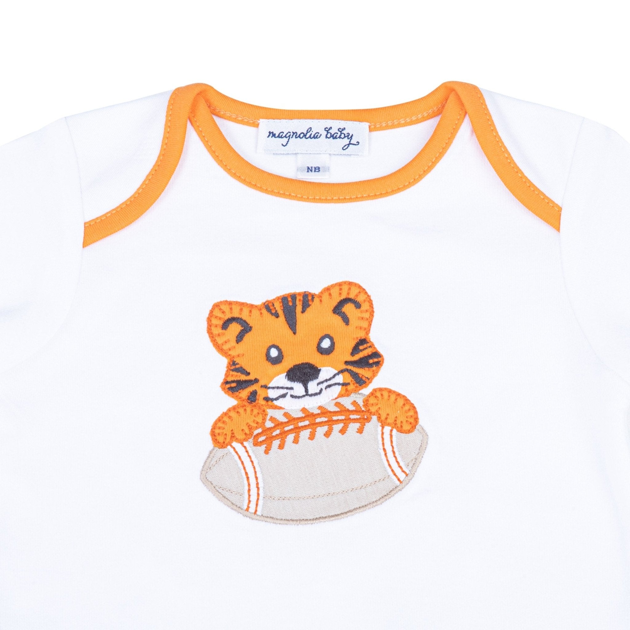 Tiger Pride Applique Footie - Orange - Magnolia BabyFootie