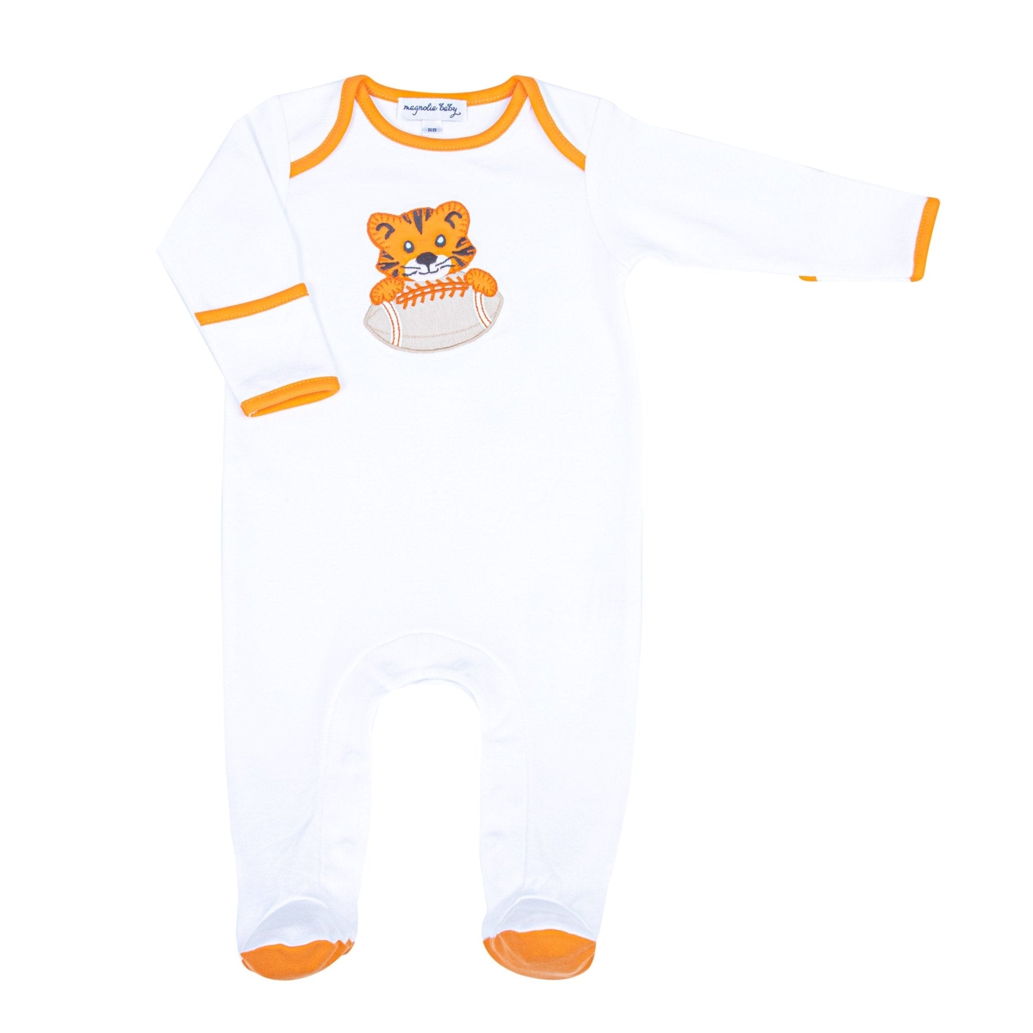 Tiger Pride Applique Footie - Orange - Magnolia BabyFootie