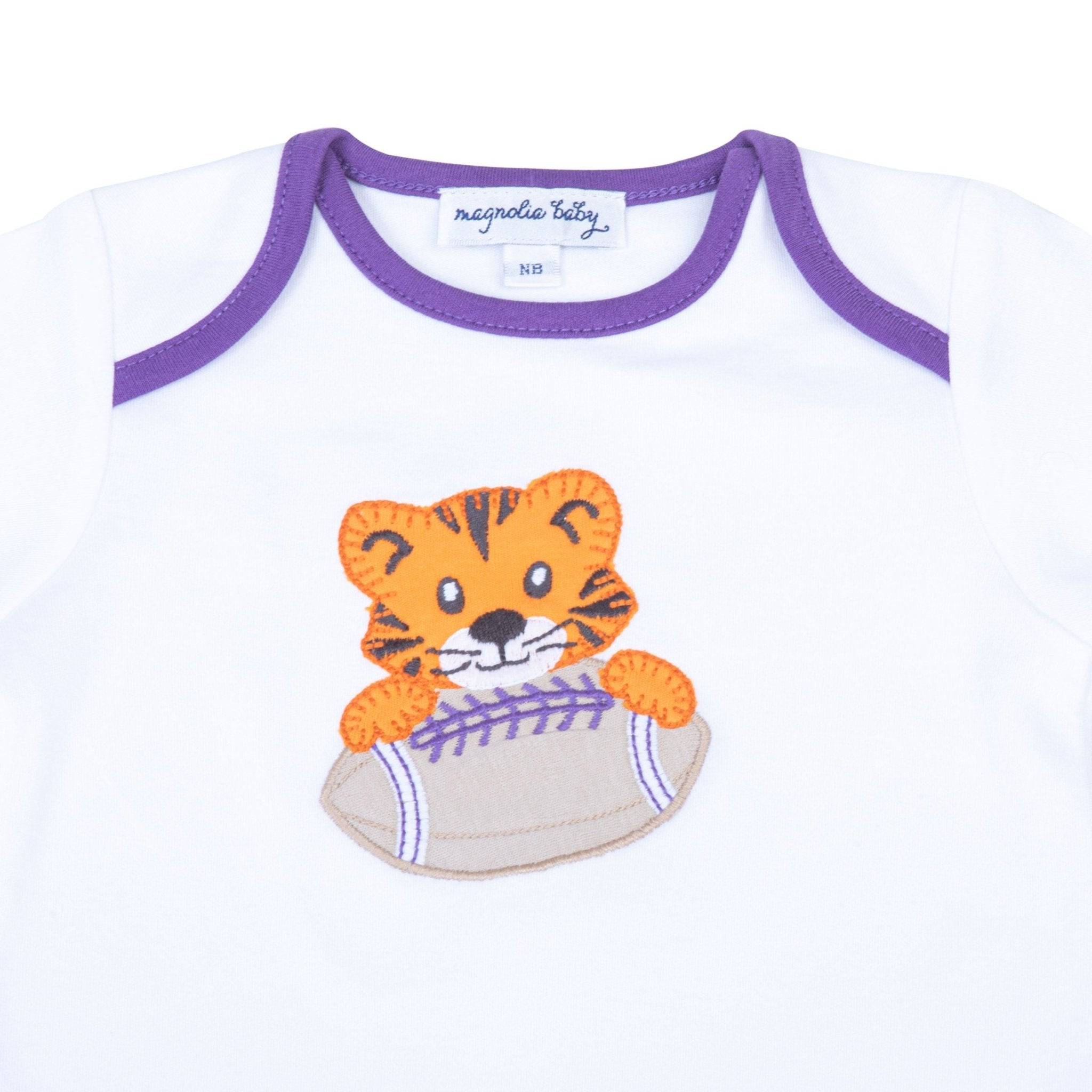 Tiger Pride Applique Footie - Purple - Magnolia BabyFootie