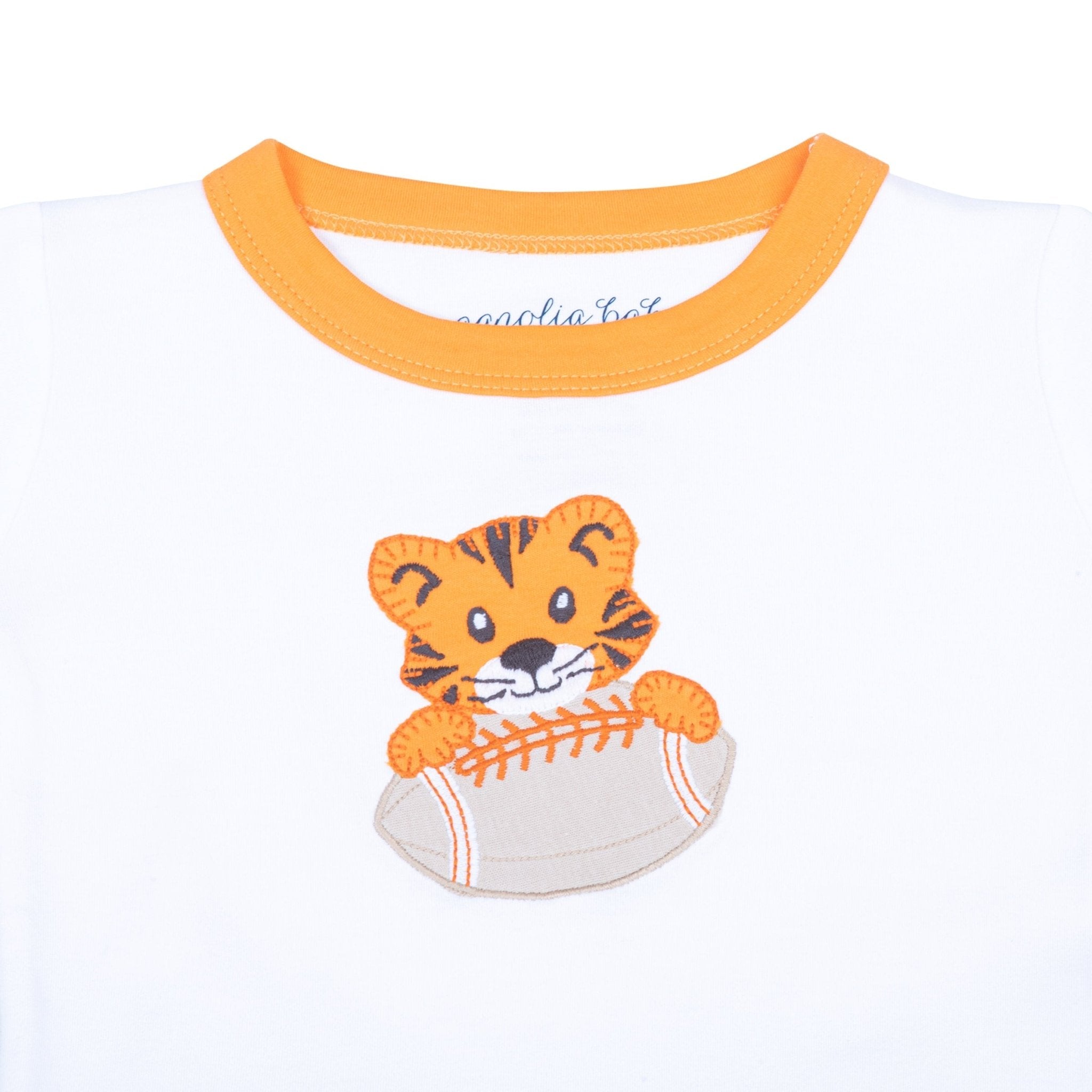 Tiger Pride Applique Long Pajamas - Orange - Magnolia BabyLong Pajamas