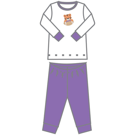 Tiger Pride Applique Long Pajamas - Purple - Magnolia BabyLong Pajamas