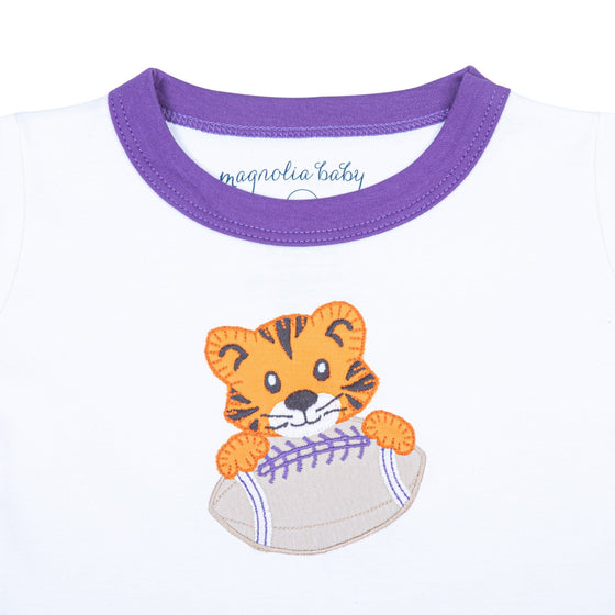 Tiger Pride Applique Long Pajamas - Purple - Magnolia BabyLong Pajamas