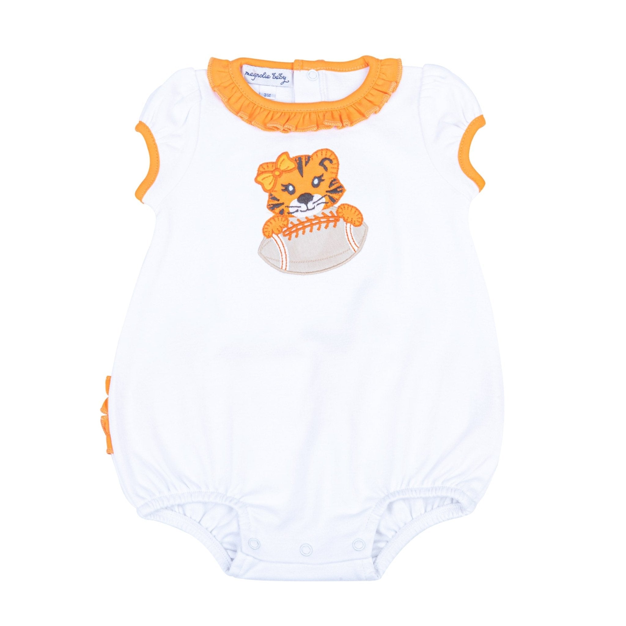 Tiger Pride Applique Ruffle Bubble - Orange - Magnolia BabyBubble