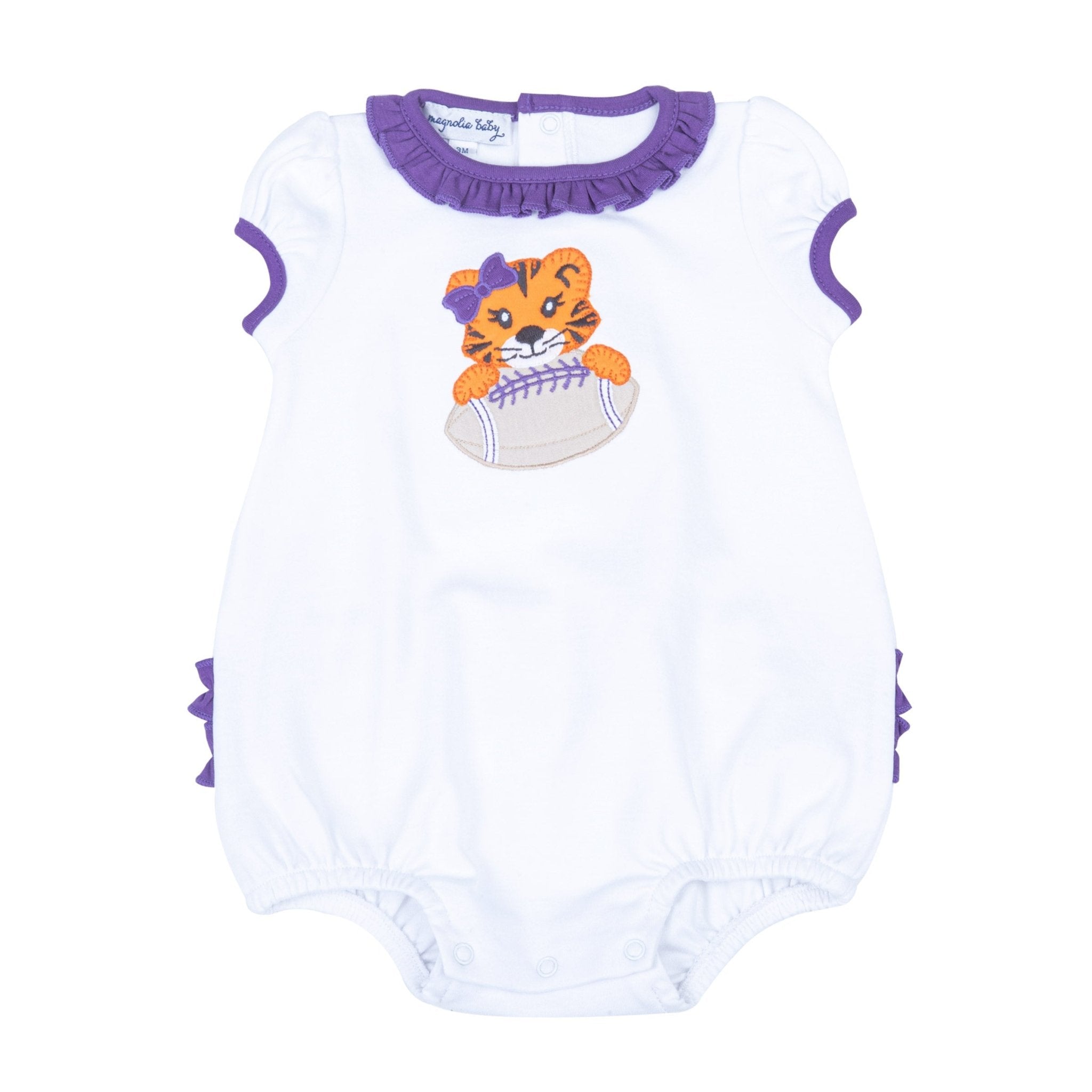 Tiger Pride Applique Ruffle Bubble - Purple - Magnolia BabyBubble