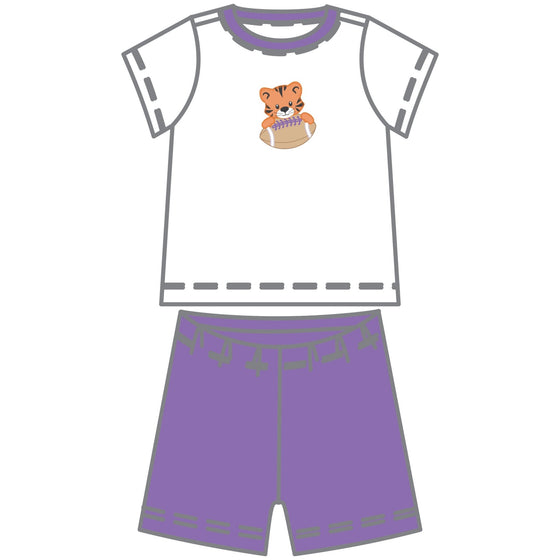 Tiger Pride Applique Short Set - Purple - Magnolia BabyShort Set