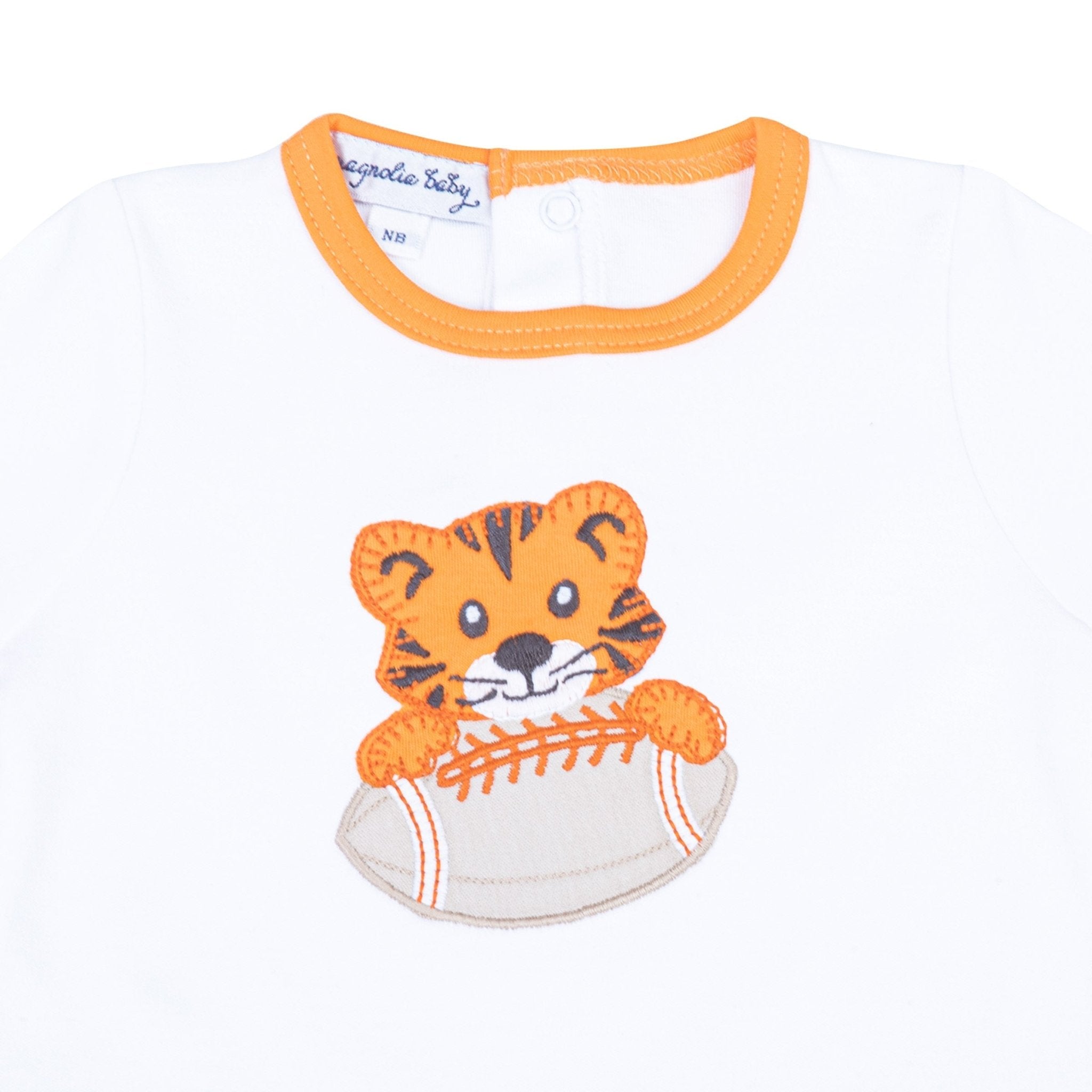 Tiger Pride Applique Short Sleeve Playsuit - Orange - Magnolia BabyPlaysuit