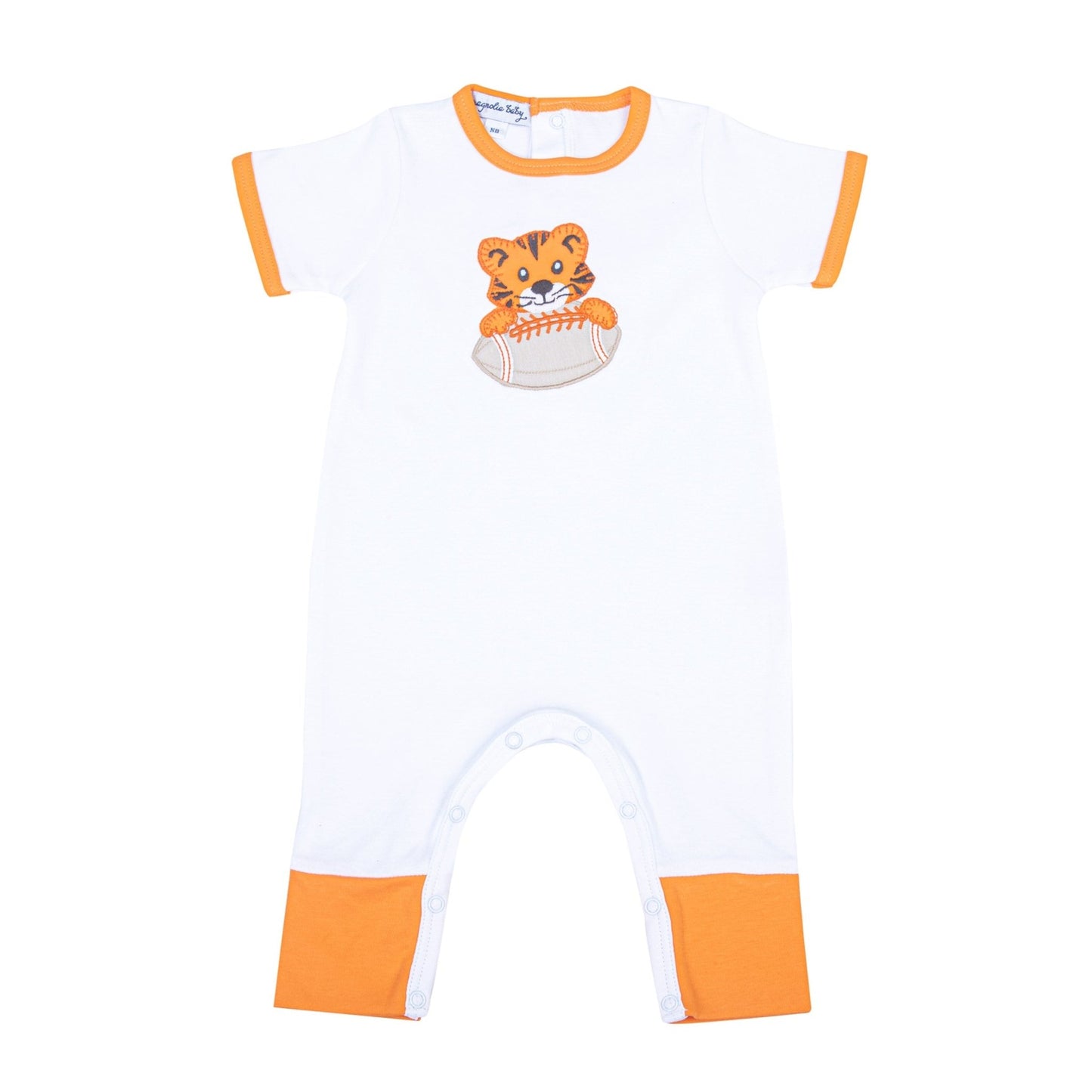 Tiger Pride Applique Short Sleeve Playsuit - Orange - Magnolia BabyPlaysuit