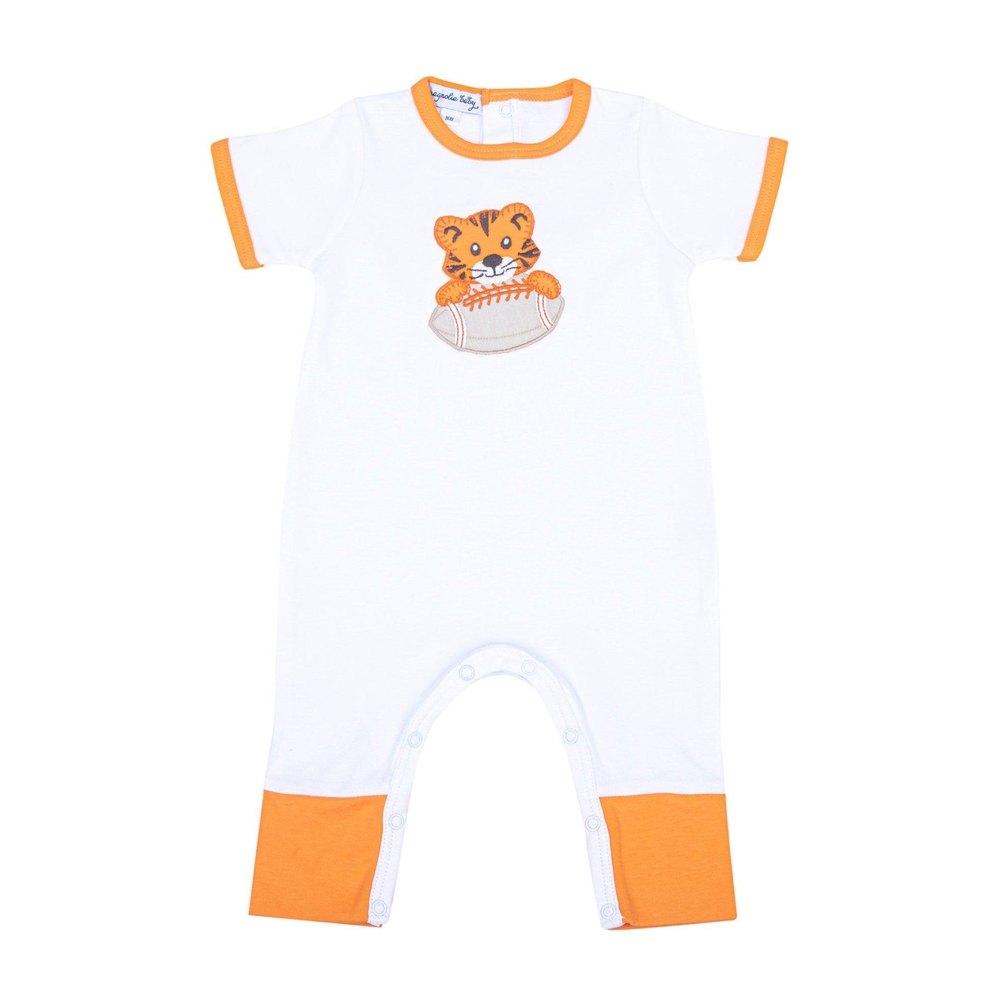 Tiger Pride Applique Short Sleeve Playsuit - Orange - Magnolia BabyPlaysuit