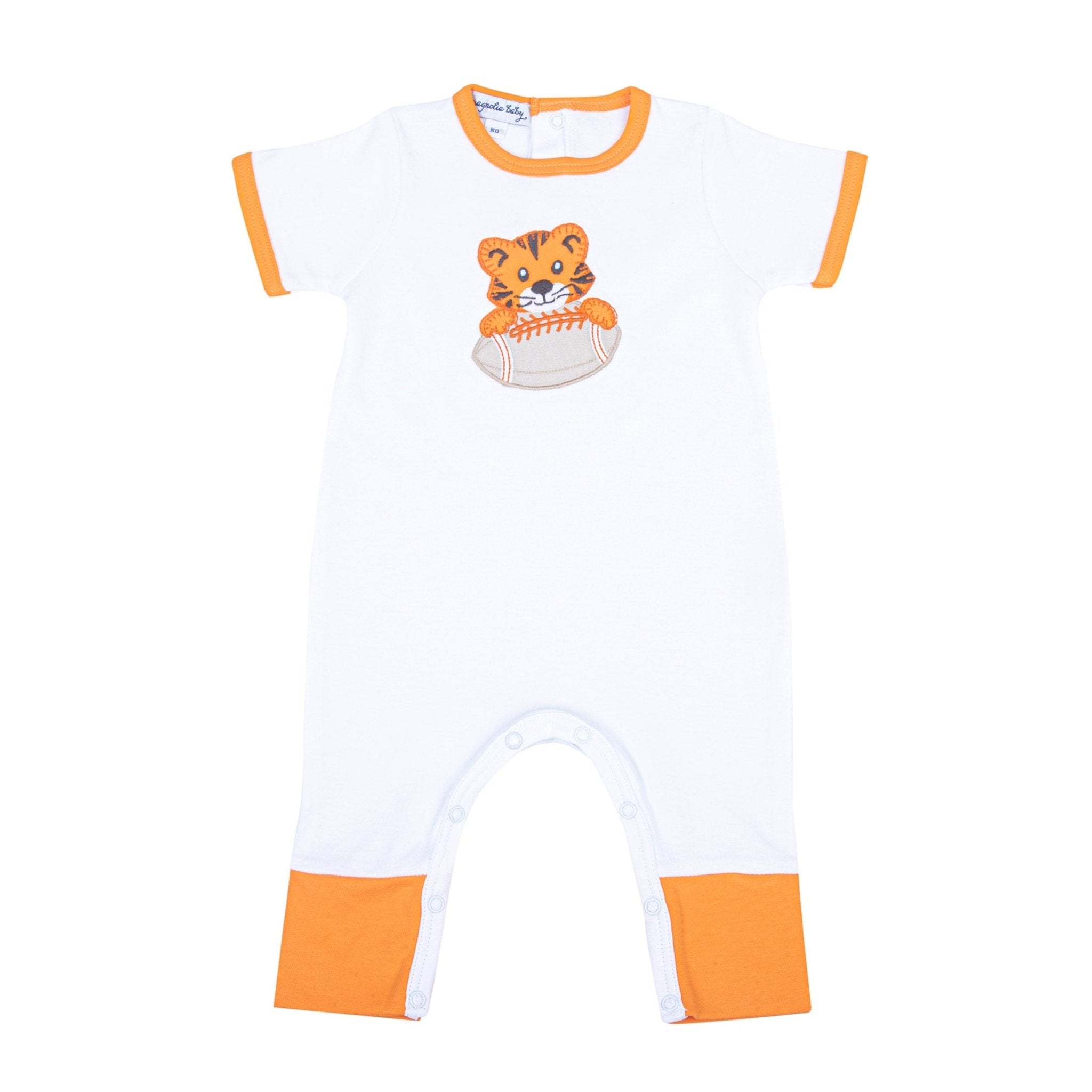Tiger Pride Applique Short Sleeve Playsuit - Orange - Magnolia BabyPlaysuit