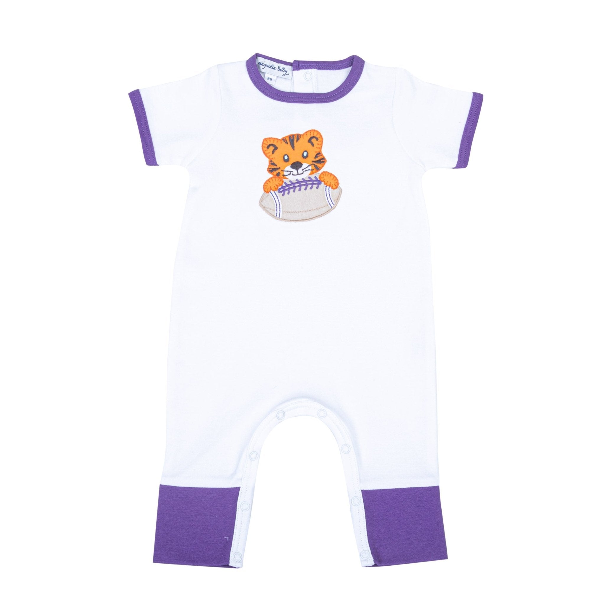 Tiger Pride Applique Short Sleeve Playsuit - Purple - Magnolia BabyPlaysuit