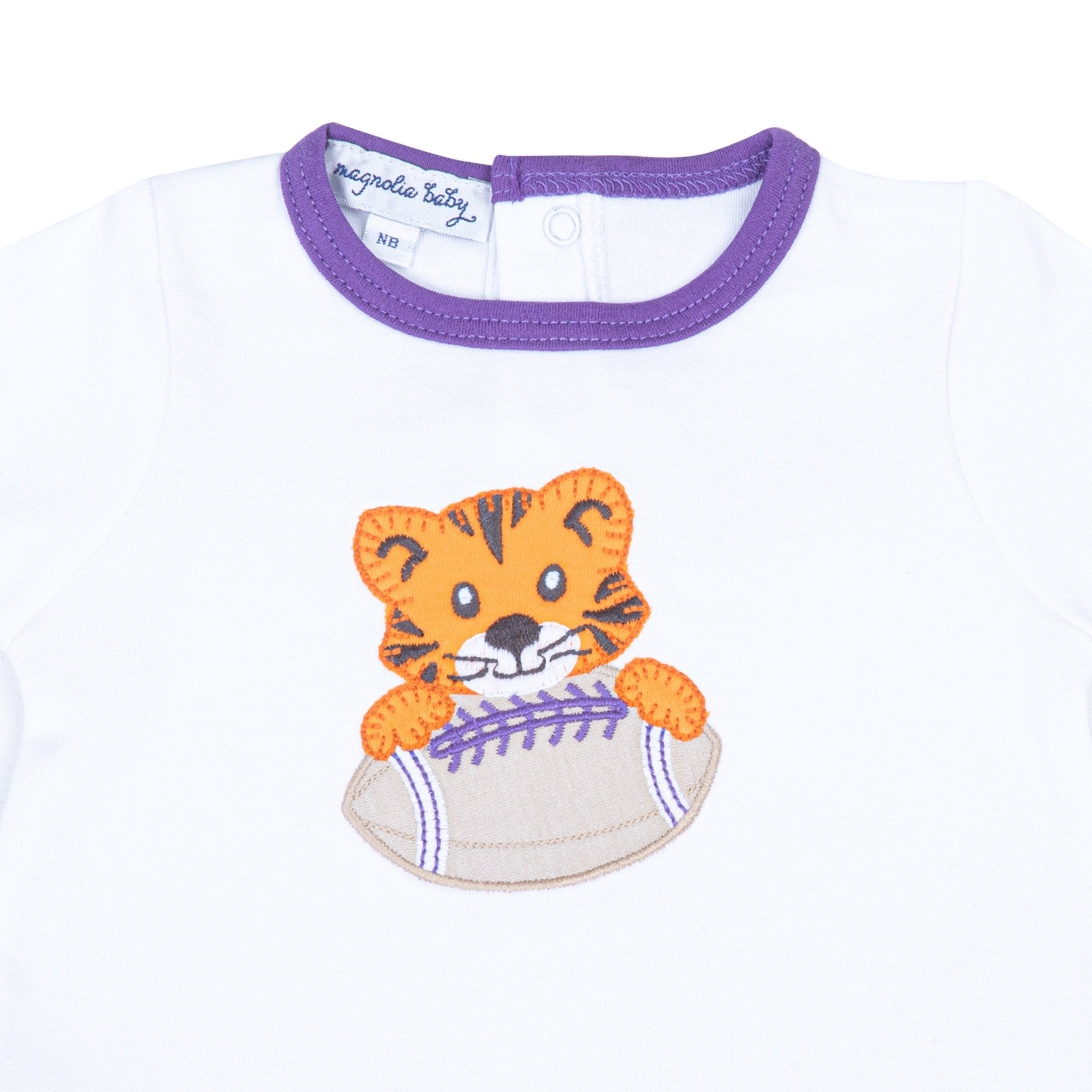 Tiger Pride Applique Short Sleeve Playsuit - Purple - Magnolia BabyPlaysuit