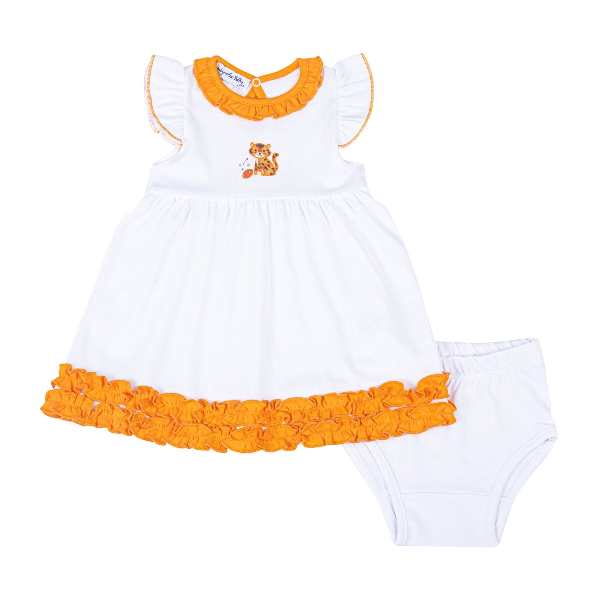 Tiger Pride Embroidered Dress - Orange Purple - Magnolia BabyDress