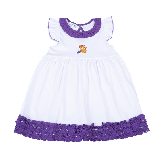 Tiger Pride Embroidered Dress - Purple Gold - Magnolia BabyDress