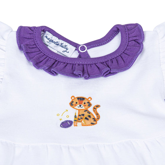 Tiger Pride Embroidered Dress - Purple Gold - Magnolia BabyDress