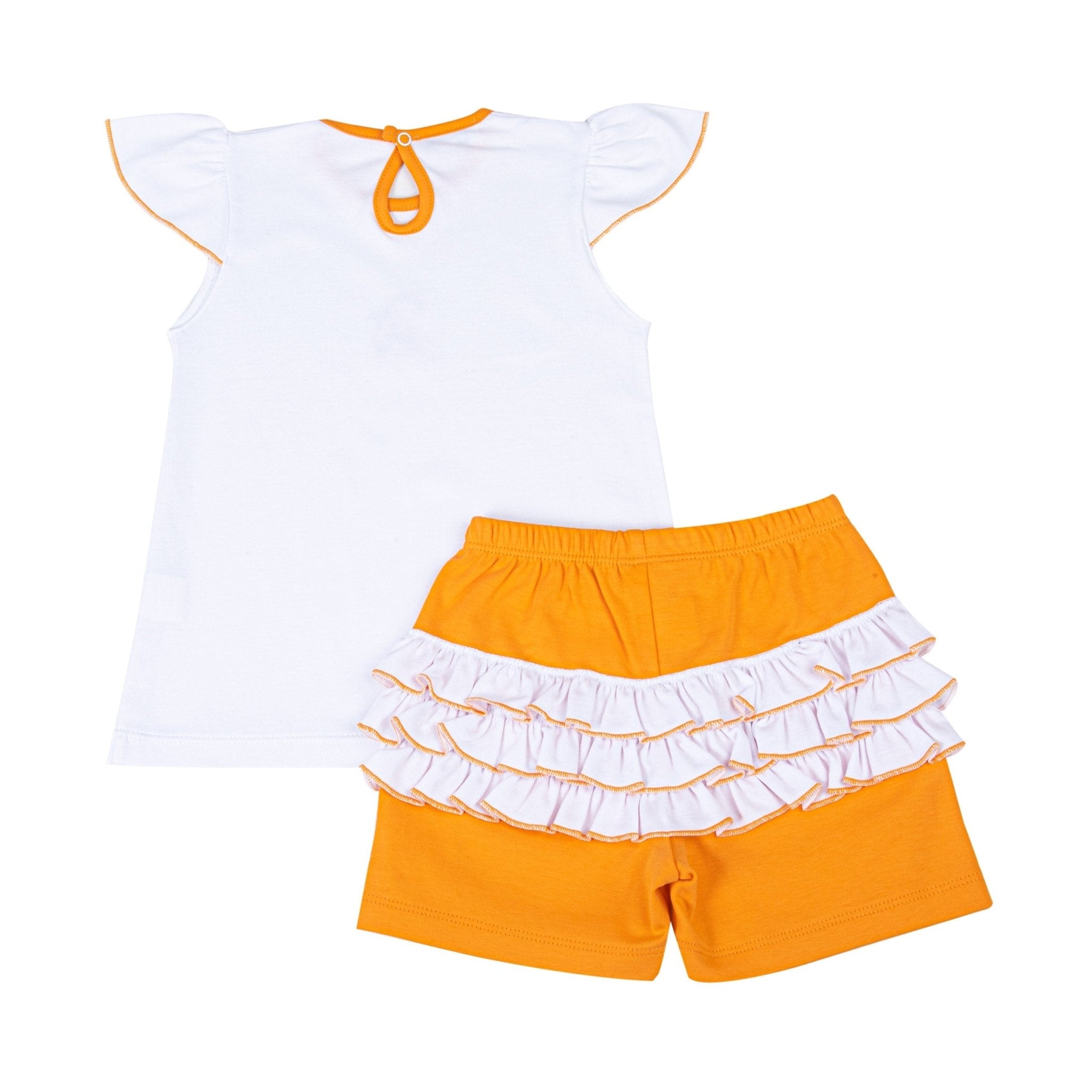Tiger Pride Embroidered Ruffle Short Set - Orange Purple - Magnolia BabyShort Set