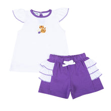  Tiger Pride Embroidered Ruffle Short Set - Purple Gold - Magnolia BabyShort Set