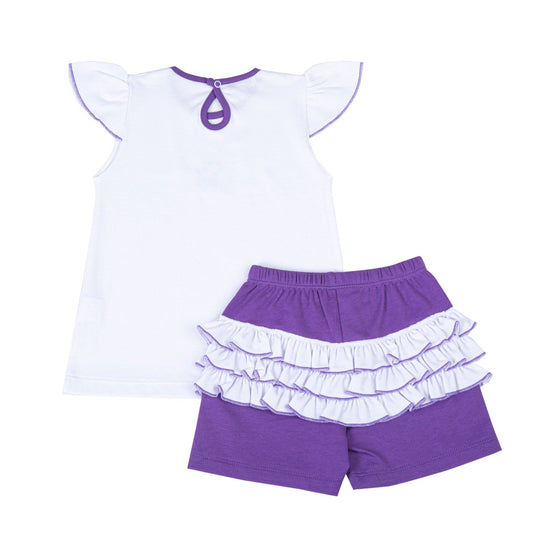 Tiger Pride Embroidered Ruffle Short Set - Purple Gold - Magnolia BabyShort Set