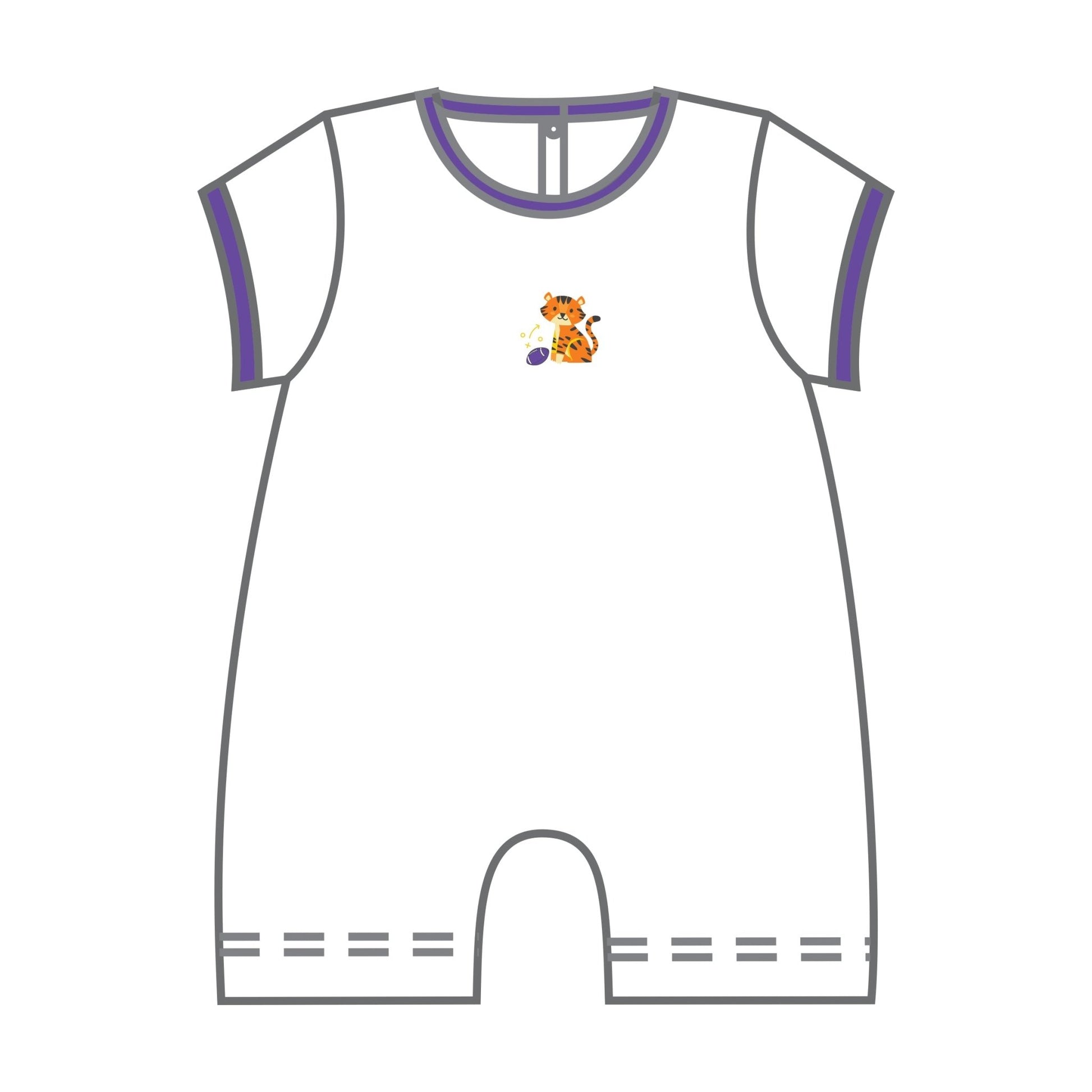 Tiger Pride Embroidered Short Playsuit - Purple Gold - Magnolia BabyShort Playsuit