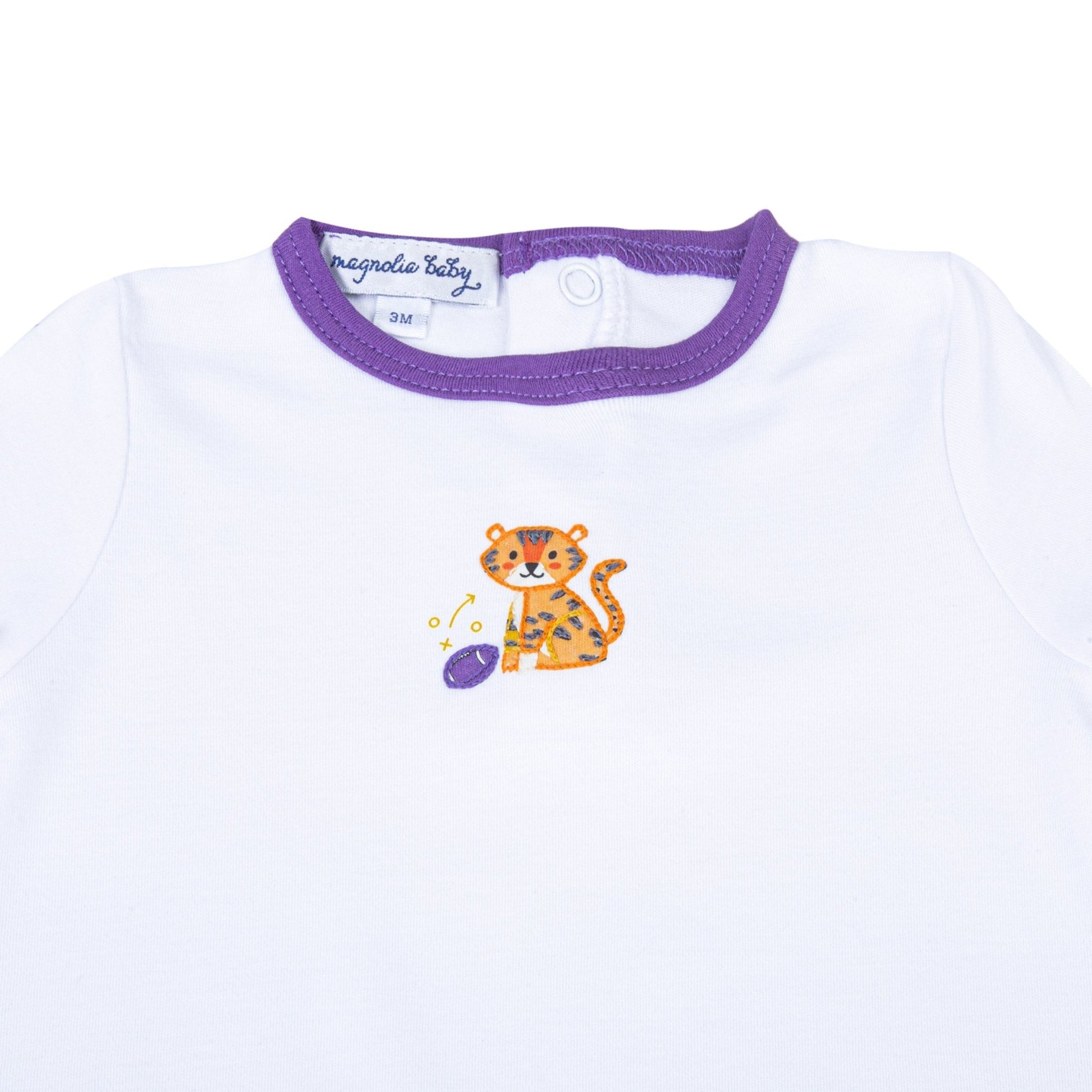 Tiger Pride Embroidered Short Playsuit - Purple Gold - Magnolia BabyShort Playsuit