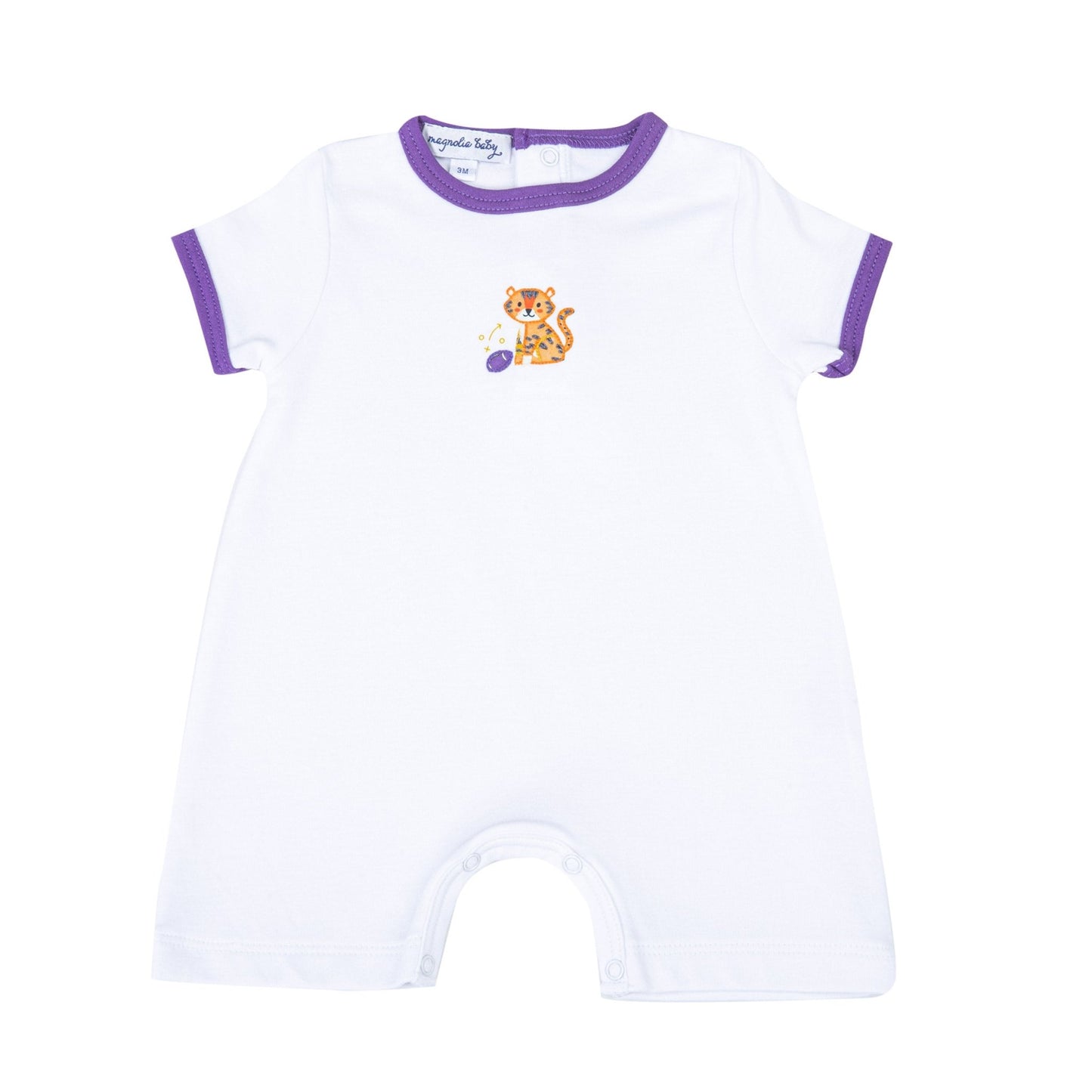 Tiger Pride Embroidered Short Playsuit - Purple Gold - Magnolia BabyShort Playsuit