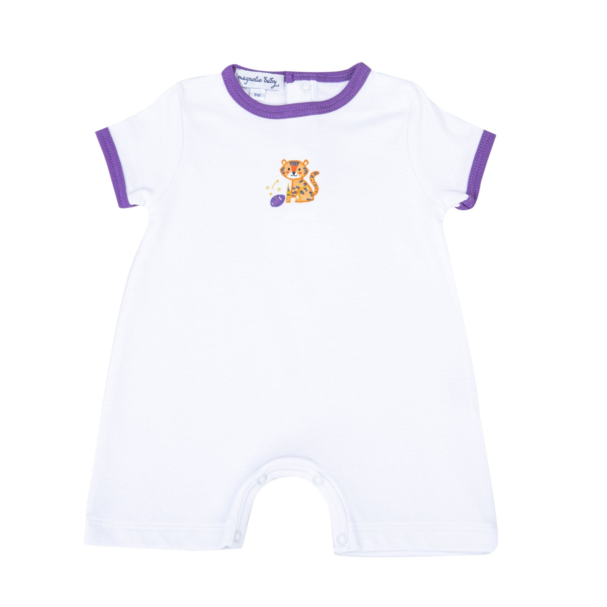 Tiger Pride Embroidered Short Playsuit - Purple Gold - Magnolia BabyShort Playsuit