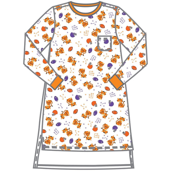 Tiger Pride Girl's Nightdress - Orange Purple - Magnolia BabyNightdress