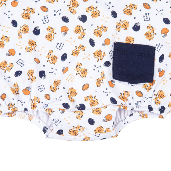 Tiger Pride Print Boy Bubble - Navy Orange - Magnolia BabyBubble