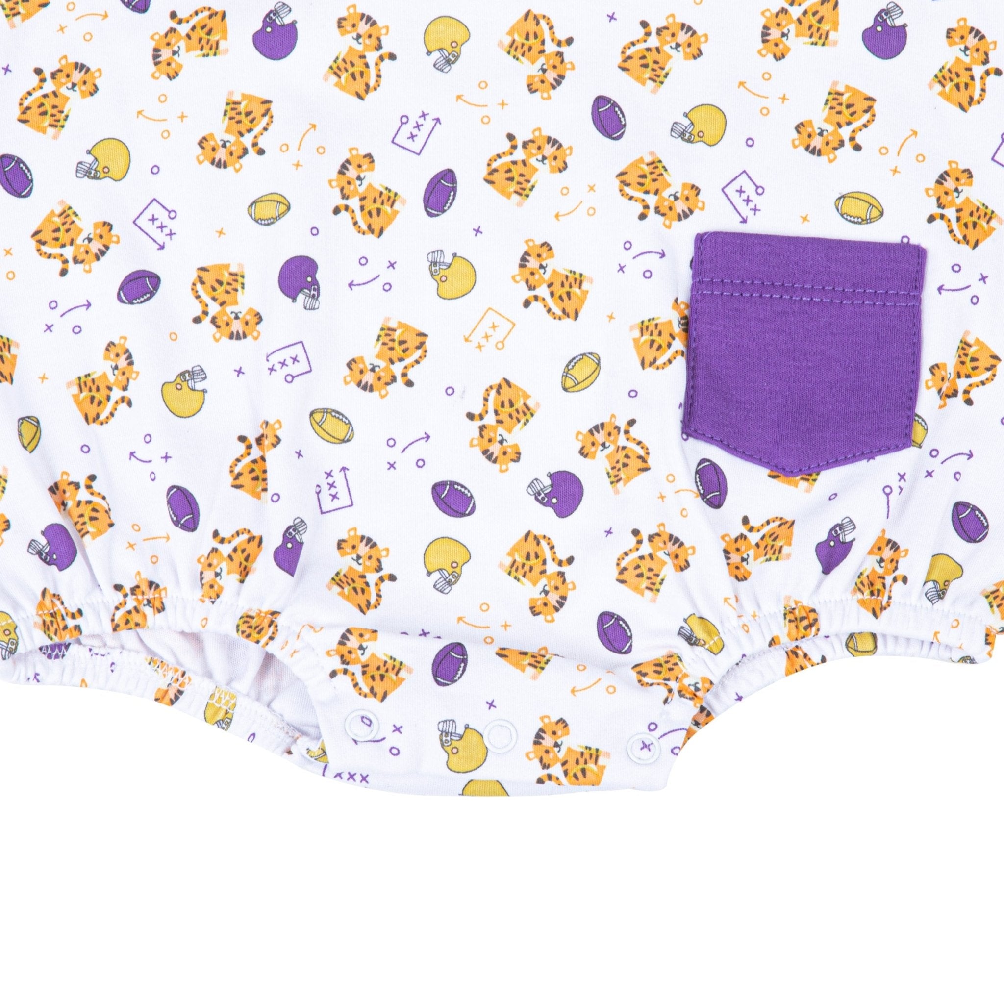 Tiger Pride Print Boy Bubble - Purple Gold - Magnolia BabyBubble