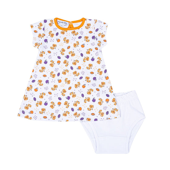 Tiger Pride Print Dress - Orange Purple - Magnolia BabyDress