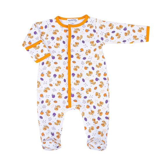 Tiger Pride Print Footie - Orange Purple - Magnolia BabyFootie