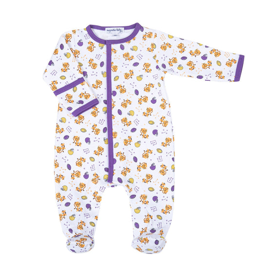 Tiger Pride Print Footie - Purple Gold - Magnolia BabyFootie