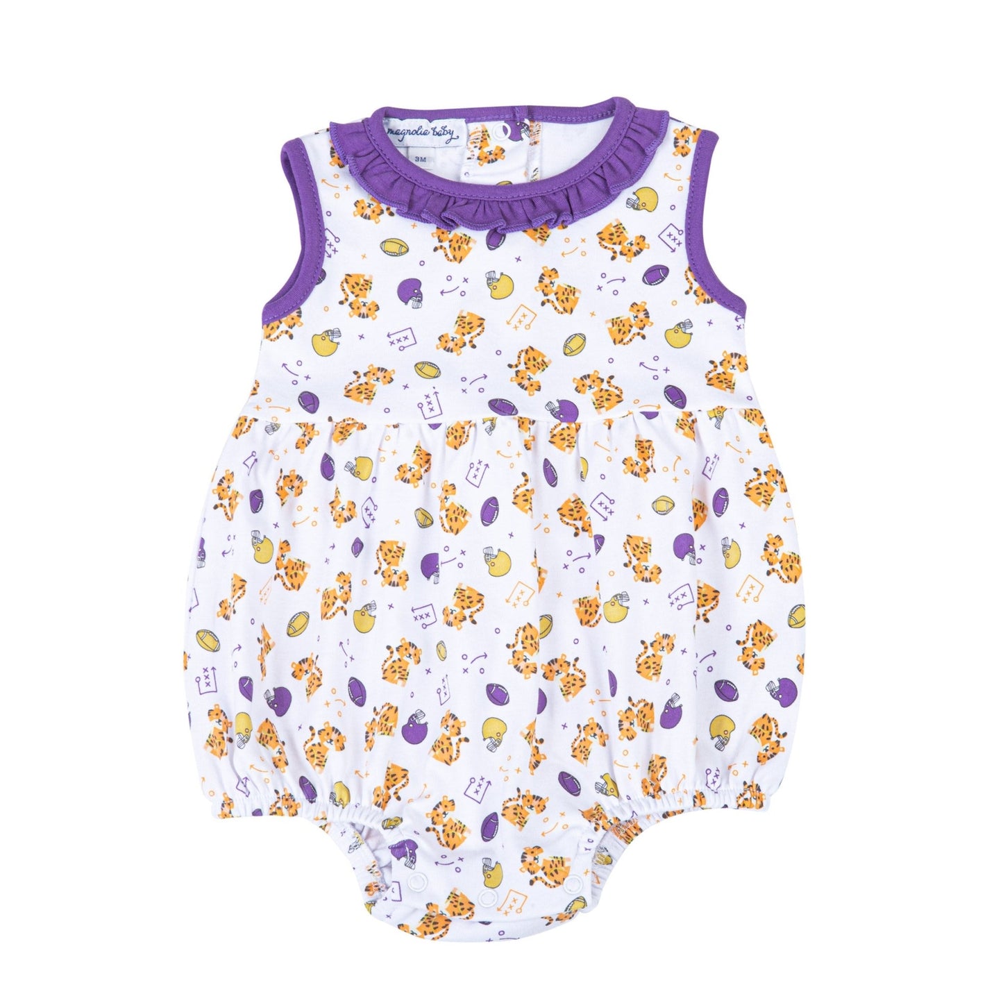 Tiger Pride Print Girl Bubble - Purple Gold - Magnolia BabyBubble