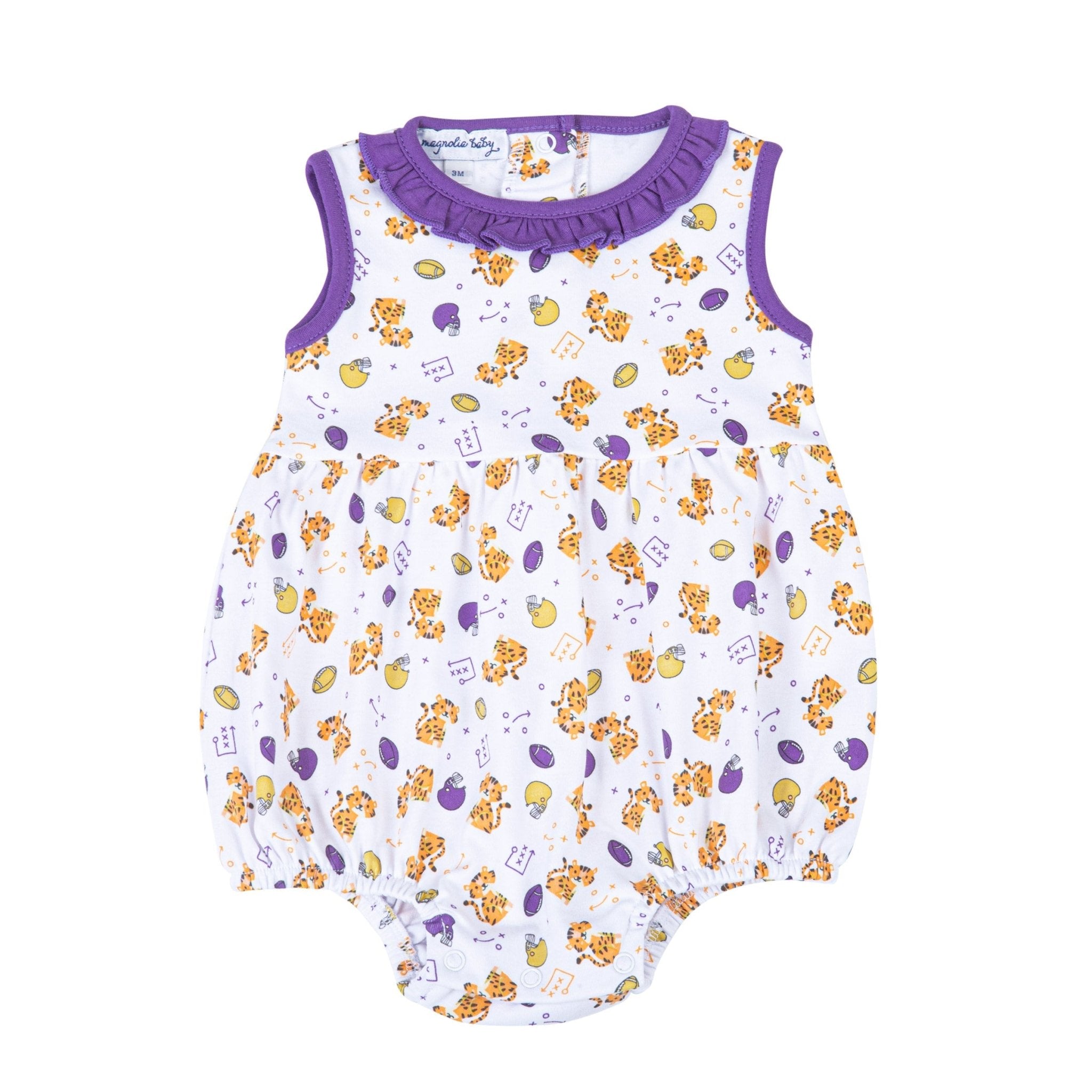 Tiger Pride Print Girl Bubble - Purple Gold - Magnolia BabyBubble