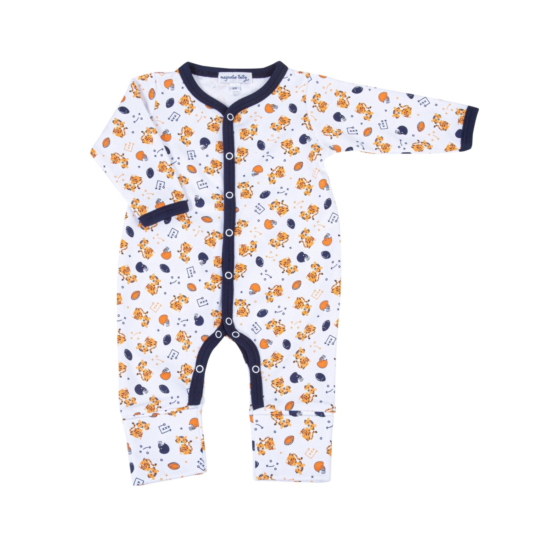 Tiger Pride Print Playsuit - Navy Orange - Magnolia BabyPlaysuit